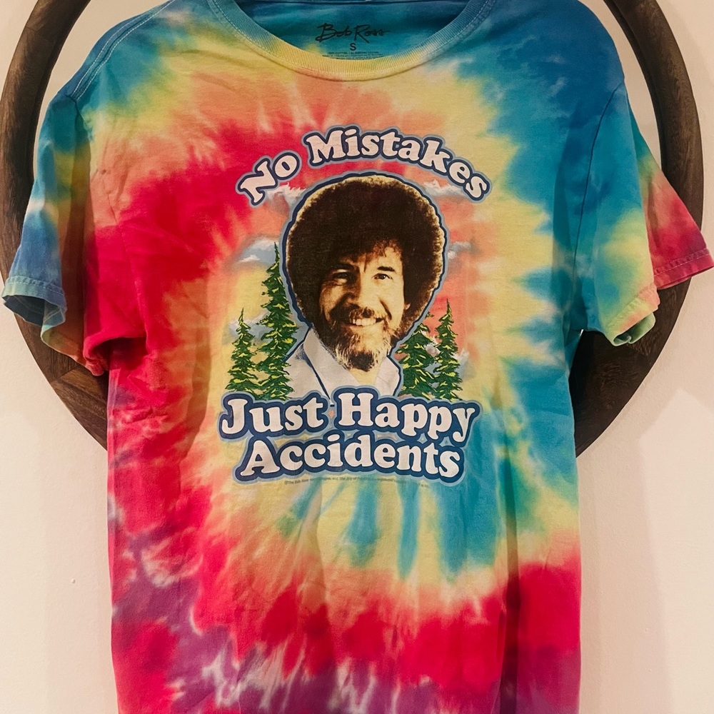 Bob Ross Tie-Dye Tee "No Mistakes, Just Happy Accidents"